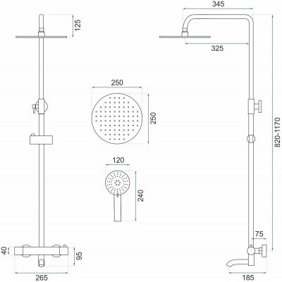 Rea Lungo zestaw wannowo-prysznicowy ścienny termostatyczny zloty szczotkowany REA-P6604
