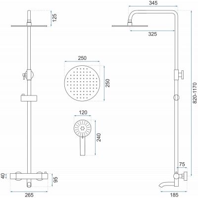 Rea Lungo zestaw wannowo-prysznicowy ścienny termostatyczny różowe złoto REA-P6606