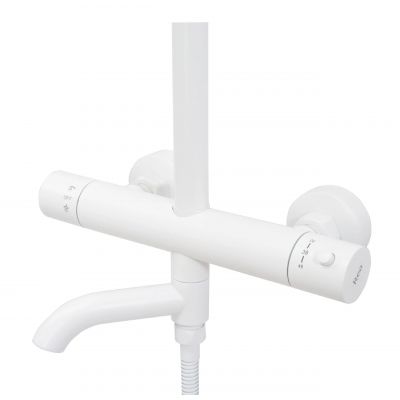 Rea Lungo zestaw wannowo-prysznicowy ścienny termostatyczny z deszczownicą biały REA-P6608