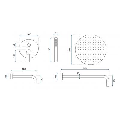Rea Lungo zestaw wannowo-prysznicowy podtynkowy termostatyczny z deszczownicą biały mat REA-P6611
