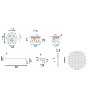 Rea Lungo-Miler zestaw prysznicowy termostatyczny różowe złoto REA-P6613