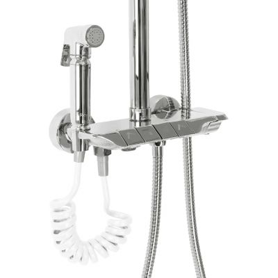 Rea Max zestaw prysznicowy ścienny z deszczownicą i słuchawką typu bidetta chrom REA-P6616