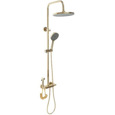 Rea Max zestaw prysznicowy ścienny z deszczownicą i słuchawką typu bidetta złoty REA-P6617