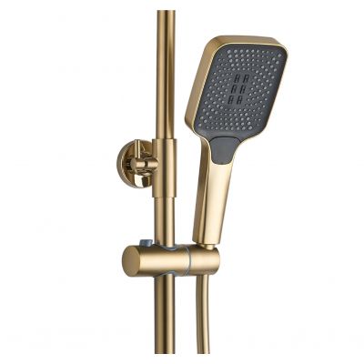 Rea Helix zestaw prysznicowy ścienny z deszczownicą i słuchawką typu bidetta złoty szczotkowany REA-P6621