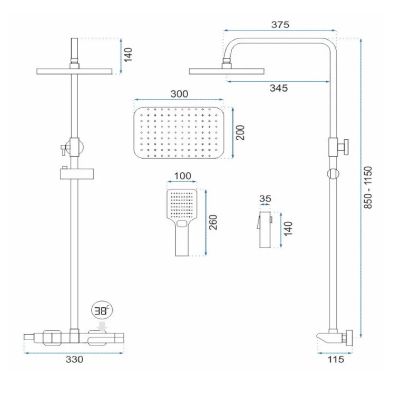 Rea Rob zestaw prysznicowy ścienny termostatyczny z deszczownicą nikiel szczotkowany REA-P6624