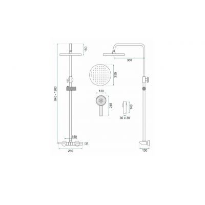 Rea Savio zestaw prysznicowy ścienny z deszczownicą czarny REA-P8410