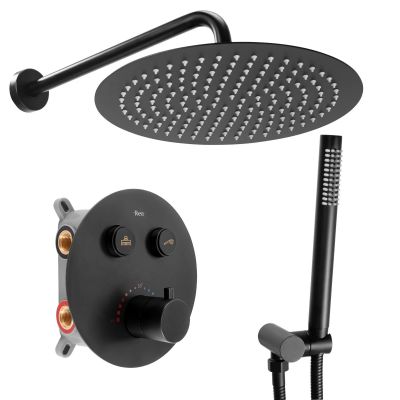 Rea Lungo zestaw prysznicowy podtynkowy termostatyczny z deszczownicą czarny REA-P8549