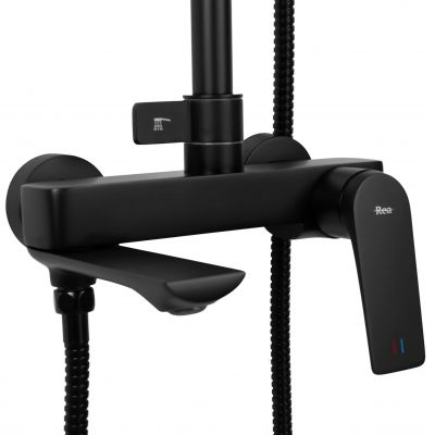 Rea Avalon zestaw wannowo-prysznicowy ścienny z deszczownicą czarny REA-P8811