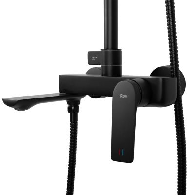 Rea Avalon zestaw wannowo-prysznicowy ścienny z deszczownicą czarny REA-P8811