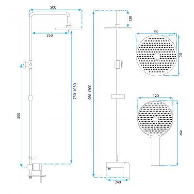 Rea Avalon zestaw wannowo-prysznicowy ścienny z deszczownicą złoty REA-P8812