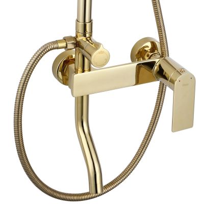 Rea Storm zestaw prysznicowy ścienny z deszczownicą złoty REA-P9530