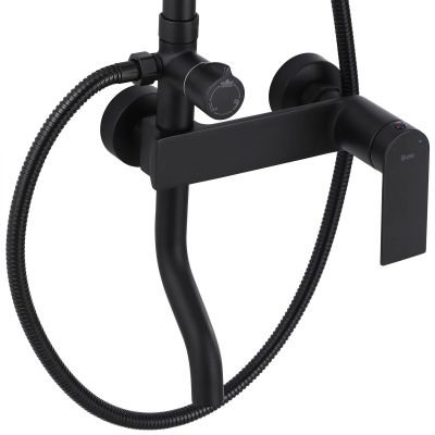 Rea Storm zestaw prysznicowy ścienny z deszczownicą czarny mat REA-P9532