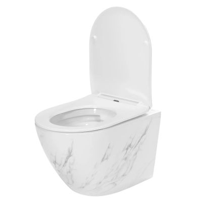 Rea Carlos miska WC wisząca bez kołnierza imitacja kamienia biały połysk REA-C6606