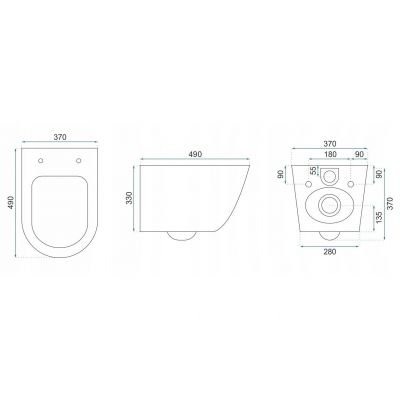 Rea Carlo zestaw miska z deską wisząca bez kołnierza złoty/biały REA-C6942