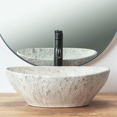 Rea Sofia Light Stone umywalka 41x34 cm nablatowa owalna szara REA-U0165