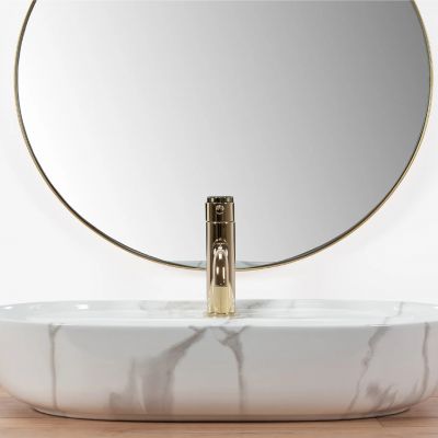 Rea Aura umywalka 60,5x40,5 cm owalna nablatowa szary/kamień REA-U8003