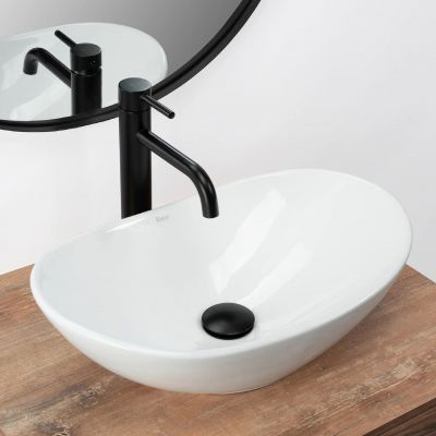 Rea Royal Mini umywalka 48x30,5 cm nablatowa owalna biała REA-U6507