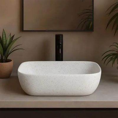 Rea Belinda umywalka 46,5x33 cm prostokątna nablatowa imitacja kamienia REA-U4001