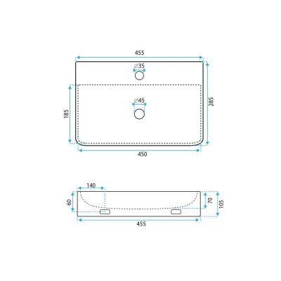 Rea Naomi umywalka 45,5x28,5 cm półokrągła ścienna-nablatowa biała REA-U0630