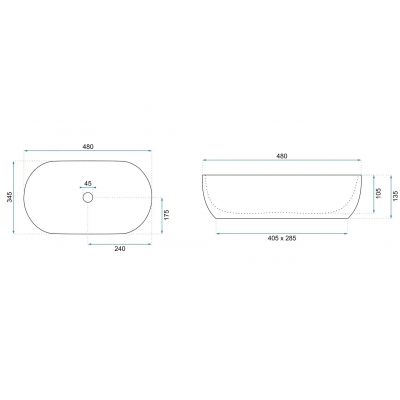 Rea Amelia umywalka 48x34,5 cm owalna nablatowa imitacja kamienia REA-U0636