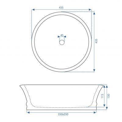 Rea Betty umywalka 43,5x43,5 cm okrągła nablatowa REA-U1057