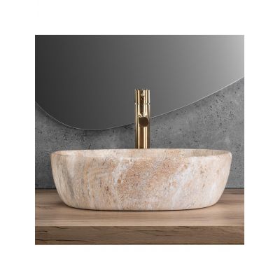 Rea Amelia umywalka 48x34,5 cm prostokątna nablatowa beż/kamień REA-U3000