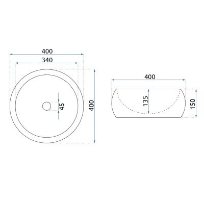 Rea umywalka 40x40 cm okrągła nablatowa czarna-złota REA-U3306