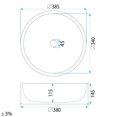Rea Alice umywalka 38,5x38,5 cm okrągła nablatowa biała REA-U3500