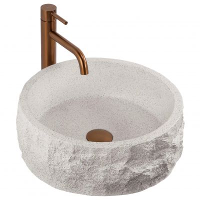 Rea Alice umywalka 38,5x38,5 cm okrągła nablatowa imitacja kamienia REA-U3501