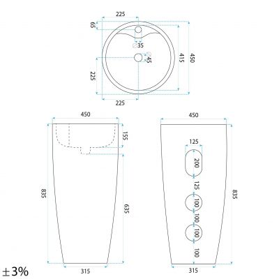 Rea Anya umywalka podłogowa 45x45 cm okrągła wolnostojąca Savana Matt REA-U3614