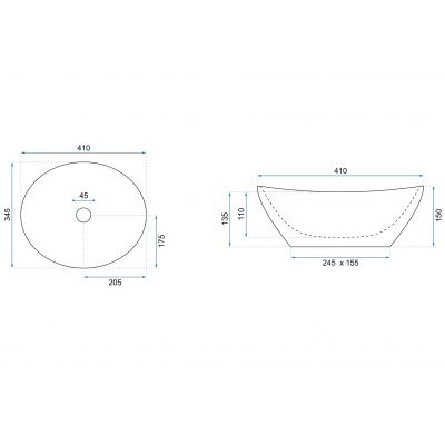 Rea Sofia umywalka 41x34,5 cm owalna nablatowa czarna-złota REA-U3695