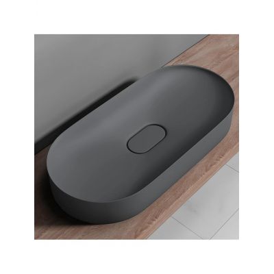 Rea Iris umywalka 70x35,5 cm owalna nablatowa szary mat REA-U4306