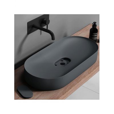 Rea Iris umywalka 70x35,5 cm owalna nablatowa szary mat REA-U4306