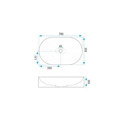 Rea Iris umywalka 70x35,5 cm owalna nablatowa szary mat REA-U4306