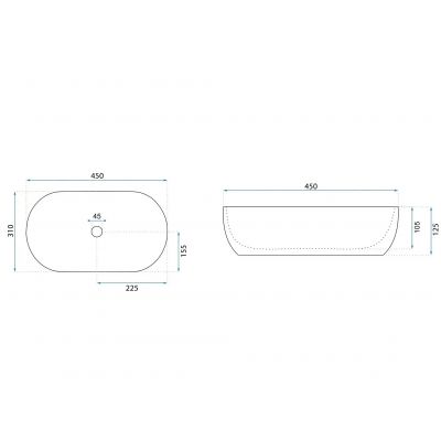 Rea Amelia umywalka 45x31 cm owalna nablatowa biała REA-U4330