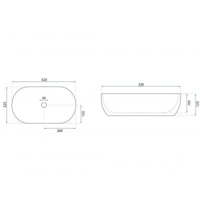Rea Amelia umywalka 52x32,5 cm owalna nablatowa biała REA-U4331