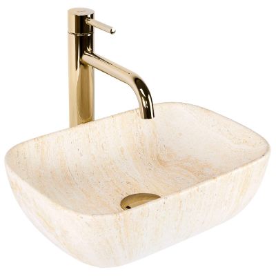 Rea Belinda Mini umywalka 36x25 cm prostokątna nablatowa Travertine Mat REA-U4700