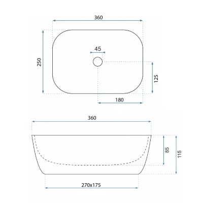 Rea Belinda Mini umywalka 36x25 cm prostokątna nablatowa Travertine Mat REA-U4700