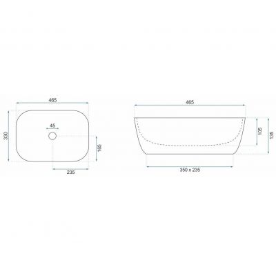 Rea Belinda umywalka 46,5x33 cm prostokątna nablatowa REA-U5051