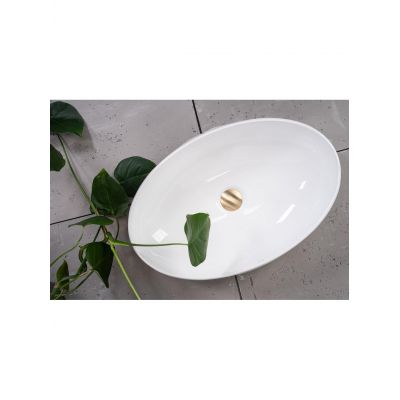Rea Maya umywalka 60x39 cm owalna nablatowa biała REA-U5660