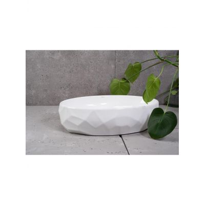 Rea Maya umywalka 60x39 cm owalna nablatowa biała REA-U5660