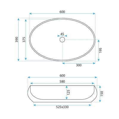 Rea Maya umywalka 60x39 cm owalna nablatowa biała REA-U5660