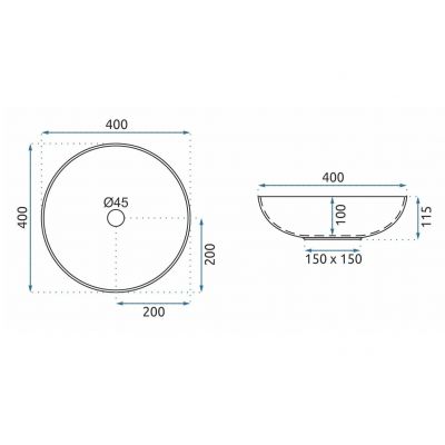 Rea Mexico umywalka 40x40 cm okrągła nablatowa REA-U6030