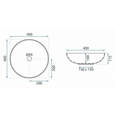 Rea Peru umywalka 42x42 cm okrągła nablatowa REA-U6031