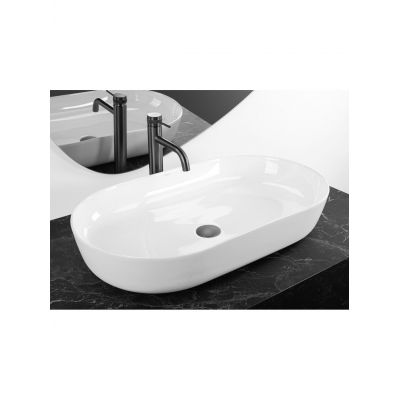 Rea Cleo umywalka 70x39 cm owalna nablatowa biała REA-U6215