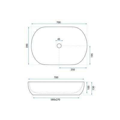 Rea Cleo umywalka 70x39 cm owalna nablatowa biała REA-U6215