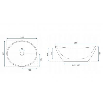 Rea Sofia umywalka 34x27 cm owalna nablatowa biała-złota REA-U6334