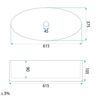 Rea Adriana umywalka 61,5x37,5 cm owalna nablatowa biała REA-U6352