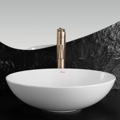 Rea Anika umywalka 40.5x40.5 cm okrągła nablatowa biała REAU6367