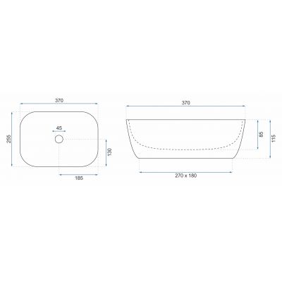 Rea Belinda umywalka 37x25,5 cm prostokątna nablatowa REA-U6505